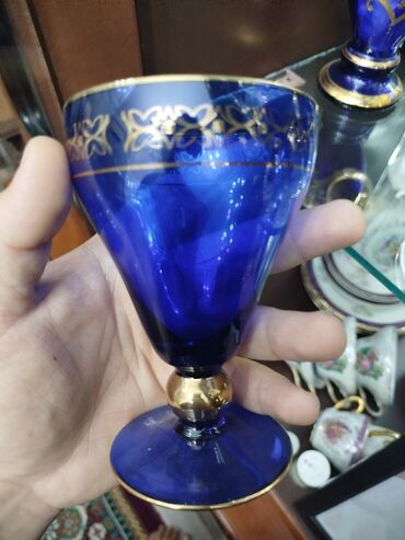 Çay dəstləri və servizlər: Çay dəsti, rəng - Göy, Xrustal, Bohemia, 6 nəfərlik — 2