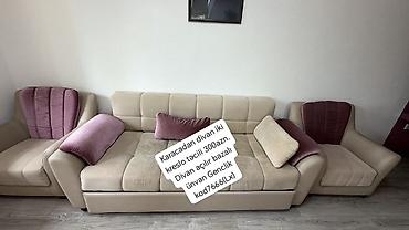 Divan və kreslo dəstləri: Karaca dəst: 1 ədəd açılan, bazalı divan və 2 ədəd kreslo. - Rəng: bej — 1