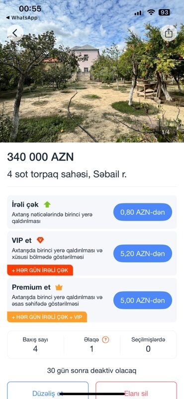 Mənzillər: Badamdarın ən gözəl yerlərindən biri magistrala 500metr məsafədə bağ