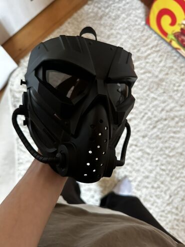 kaska: Moto Kask,Qara rəngdə, taktiki üslubda hazırlanmış maska. Üz hissəsini