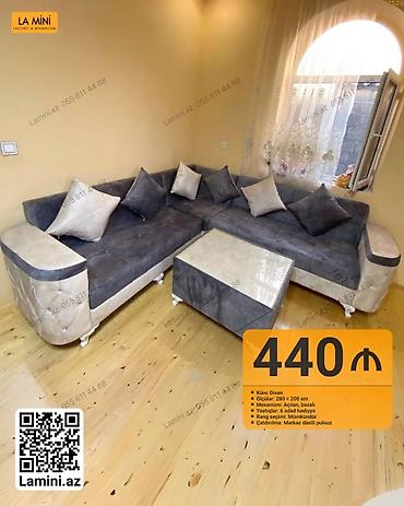 Ev və bağ: Künc divan – açılan, bazalı model - Ölçülər: 280 × 200 sm - Mexanizm — 1