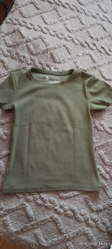 Women's T-shirts and tops: S (EU 36), Cotton, color - Khaki
