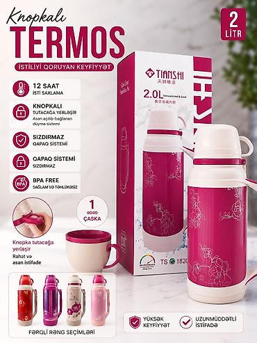Termoqablar: Rəng - Qırmızı, Termos, 2 l — 2