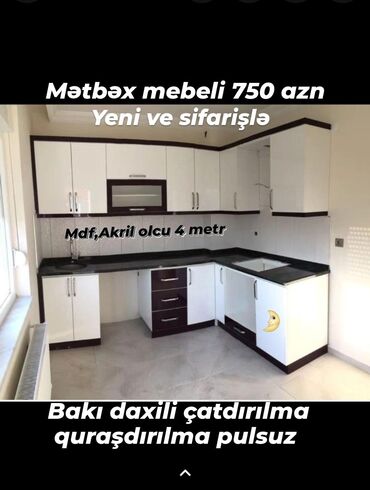 mətbəx mebelləri qiymətləri: 🟣Metbex mebeli 🟣 *Qiymet 750 azn* 🟣Olcu 4 metr 🟣 *Mdf,Akril* 🟣 *1 paqo