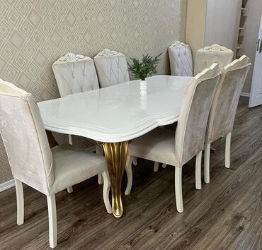 Комплекты столов и стульев: *MASA desti 440₼ TƏCİLİ SATILIR‼️* Turkiyə istehsalıdır 8oturacağl var