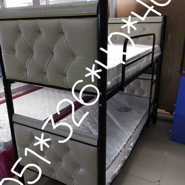 İkimərtəbəli uşaq çarpayıları: Oğlan və qız üçün, Yeni, Çarpayı, Matras ilə, Siyirməsiz, Dəmir — 19