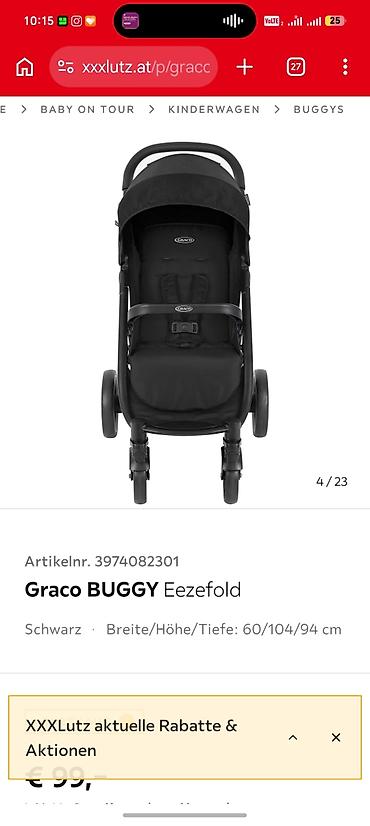 Gəzinti arabaları: Graco BUGGY EezeFold uşaq arabası - Rəng: qara - Ölçülər — 2