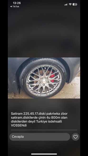 Disk təkərlər: Satilir 225.45.17 disk pakriska zbor satilir turkiye istehsali VOSSEN