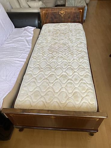Tək nəfərlik taxta çarpayı və ortopetik döşək dəsti - Ölçü: 97×198 sm