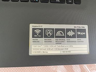 notebook gamer: İşlənmiş Acer 17.3 ", Intel Core i7, 1 TB, Ödənişli çatdırılma — 2