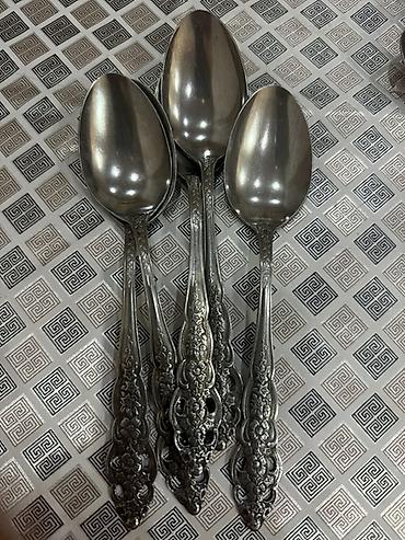 qaşıq desti: Klassik naxışlı metal yemək qaşıqları dəsti - Material: paslanmayan — 1