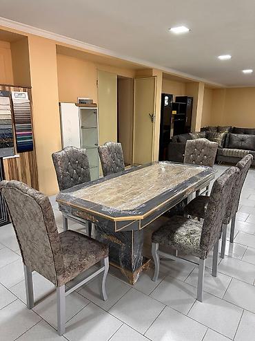 Qonaq otağı üçün, Yeni, Açılmayan, Dördbucaq masa, 6 stul