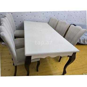 Açılan masa +6 stulla birge 250 azn.Unvan Milli məclisin arxasi (Gülü)