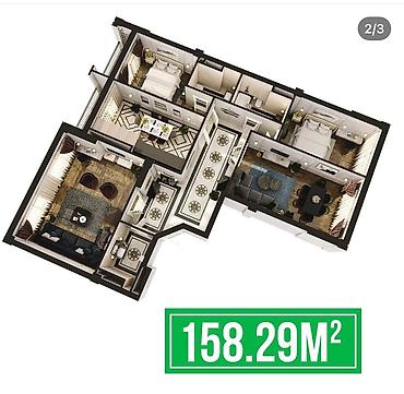 deluxe: 4 комнаты, 160 м², Киргизия 1 Элитка, 2 этаж, ПСО (под самоотделку) — 3
