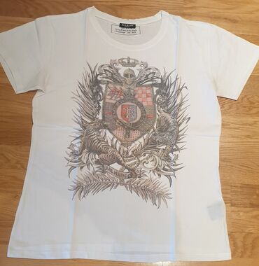 havajske majice: BALMAIN bela muška majica. Piše L velicina, moze i za XL. Pazuh 51cm