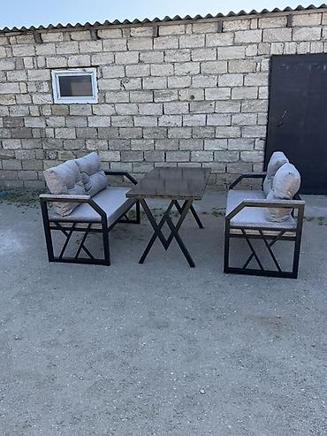 divanlat: Metall karkaslı salon/bahçe mebel dəsti - Tərkib: 2 ədəd divan (hər — 10