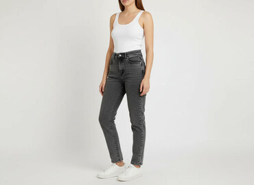 new yorker jeansy mom fit: Jeansy damskie, rozmiar 2XS