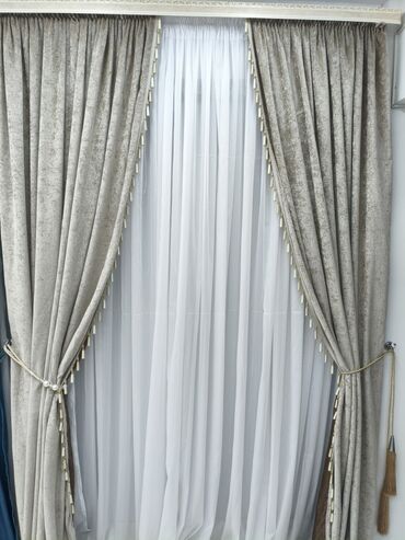 Шторы и занавески: Комплект штор, Велюр, С тюлем в комплекте, Готовое изделие, Для зала — 2