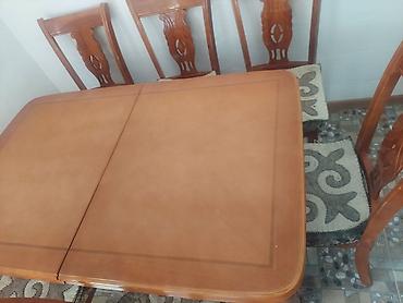 study table: Кухонный стол и стул, Б/у, цвет - Коричневый — 2