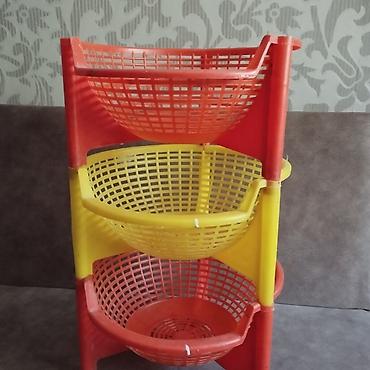 Salon, tibbi mebel: Plastik üçmərtəbəli səbət stendi - Material: yüngül və davamlı — 1