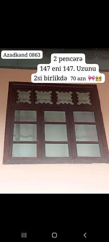 pəncərə barmaqlığı: İşlənmiş İkili Taxta pəncərə, Еni: 147 sm, Uzunluğu: 147 sm — 1