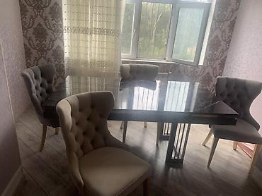 stol stil: Yemək otağı və qonaq otağı mebel dəsti - Yemək masası: parlaq qara — 2