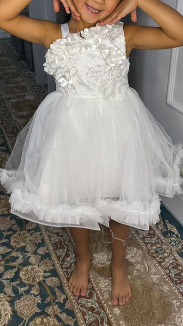 Платья: Детское платье, цвет - Белый, Новый — 4