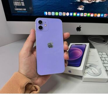 мобильные телефоны айфоны: IPhone 12, Б/у, 128 ГБ, Deep Purple, Кабель, Коробка, 85 %