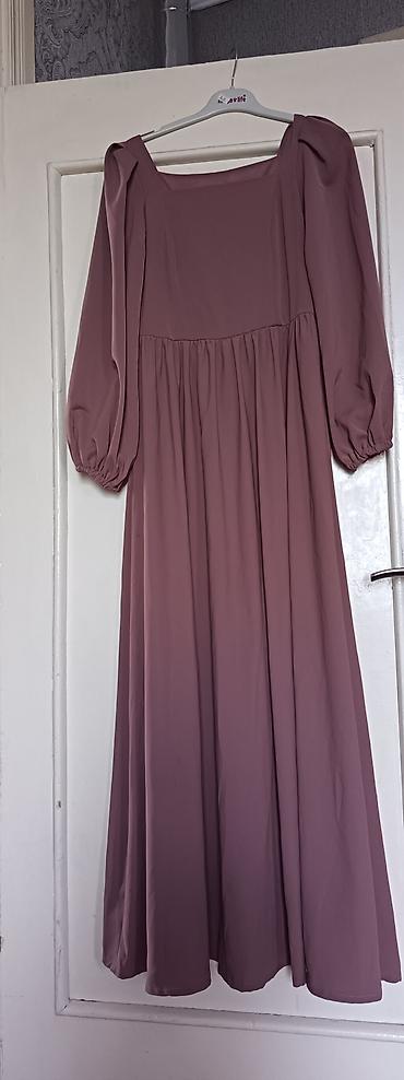 Mauve rəngli uzun don - Model: kvadrat yaxalı, beldən yığılıp lalafo.az -da Mauve rəngli uzun don - Model: kvadrat yaxalı, beldən yığılıp