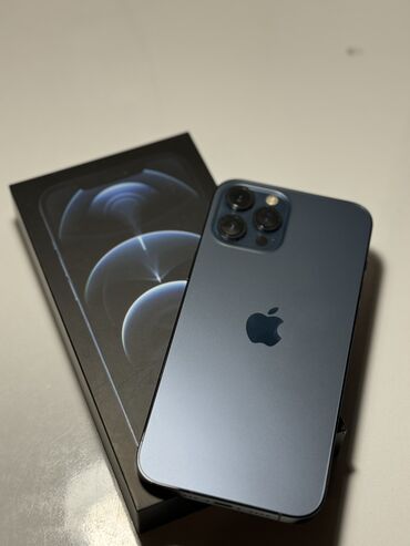 Apple iPhone: IPhone 12 Pro Max, Б/у, 128 ГБ, Pacific Blue, Защитное стекло, Чехол, Коробка, 80 %