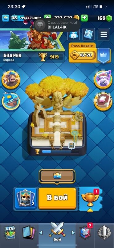 проктор: Игровой аккаунт Clash Royale. Характеристики: - Уровень игрока: 48 -