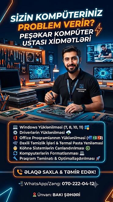 Kompyuter xidmətləri Kompyuter üzrə xidmətlər Windows 7 8 10 11