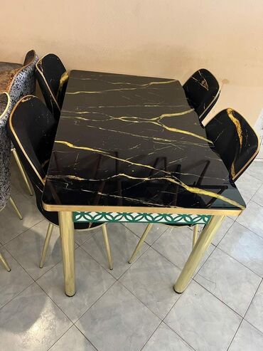 Mətbəx üçün, Yeni, Açılan, Dördbucaq masa, 4 stul