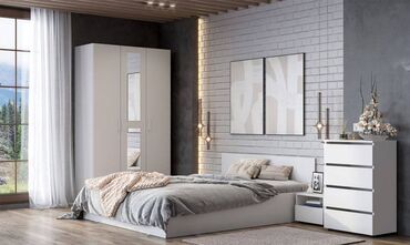 мебель белая: Спальный гарнитур, Односпальная кровать, Двуспальная кровать, Двухъярусная кровать, цвет - Бежевый, Новый