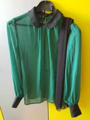 kosulja sa vezom: A-Dress, S (EU 36), Silk, Single-colored, color - Green
