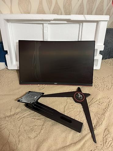 Monitorlar: AOC C24G1 24" Gaming Monitor curved. Ekran qirigdi, teze alinib 2 ay — 7