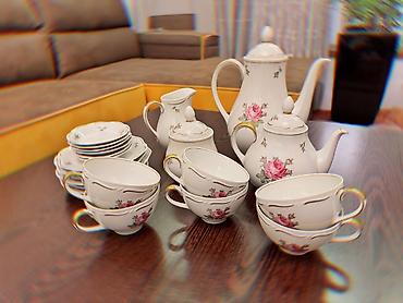 çay servisi: Çay dəsti, rəng - Ağ, Farfor, 6 nəfərlik, Almaniya — 6