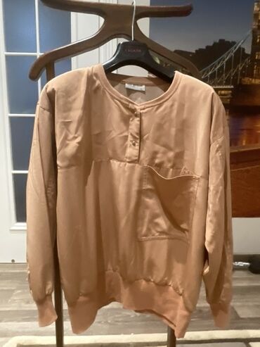 детские шерстяные колготки: Unisex uzunqol sweatşert - Rəng: isti bej/terrakota tonu - Model
