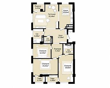 11: 4 комнаты, 135 м², Асанбай мкр Элитка, 13 этаж — 1