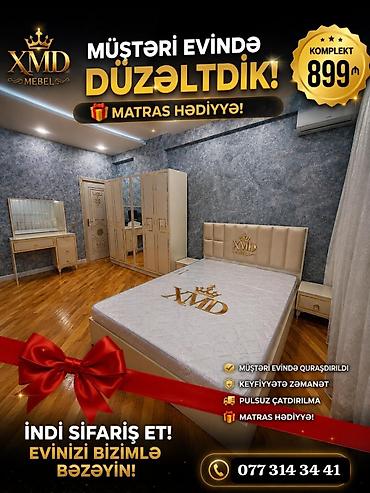işlənmiş skaflar: XMD Mebel – Yataq otağı mebel dəsti - Komplekt: çarpayı başlığı ilə — 1