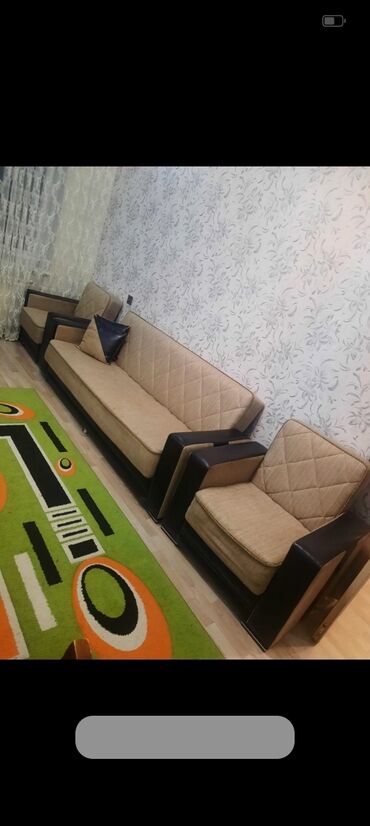 кровать бу купить: İşlənmiş, Divan, 2 kreslo, Bazalı, Açılan