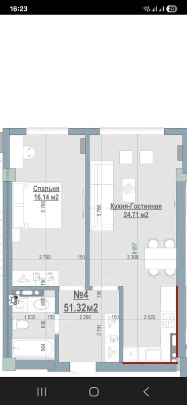 недостроеные дома: 1 комната, 51 м², Элитка, 3 этаж, ПСО (под самоотделку)