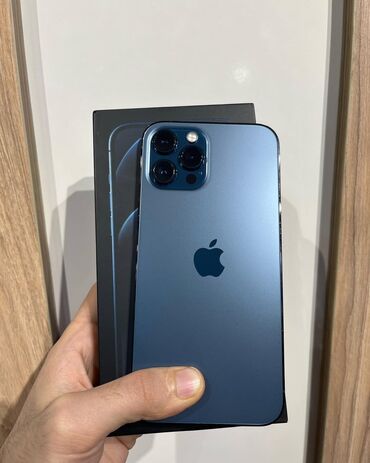 iphone şirvan: IPhone 12 Pro Max, 256 GB, Pacific Blue, Zəmanət, Face ID, Sənədlərlə