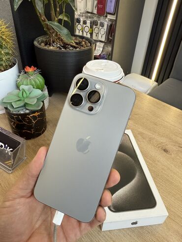 купить айфон х в рассрочку: IPhone 15 Pro Max, Колдонулган, 256 ГБ, Natural Titanium, Куту, Каптама, Коргоочу айнек, 86 %