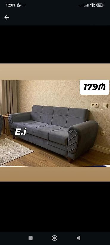 Modern dizaynlı 3 nəfərlik divan - Rəng: tünd boz - Material: yumşaq lalafo.az -da Modern dizaynlı 3 nəfərlik divan - Rəng: tünd boz - Material: yumşaq