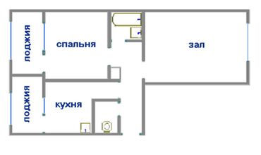 квартира жалал абад: 2 бөлмө, 48 кв. м, 105-серия, 3 кабат, Эски ремонт