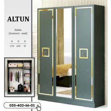 горка мебель: Yeni, Açılan, 3 qapılı Düz dolab, Qarderob, paltar dolabı