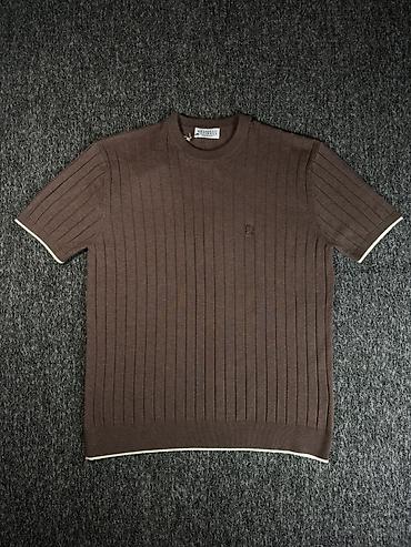 brunello: Мужская трикотажная футболка от бренда BRUNELLO CUCINELLI в коричневом — 3
