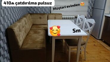 2 əl mətbəx mebelləri: Kunc divan ve masa desti