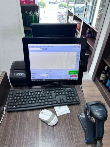Divanlar: Kassa monitor 2 ekranli elave cek cxaran ve barkod oxuyucu 800